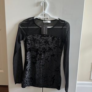 NEW! Velvet top with mesh sleeves